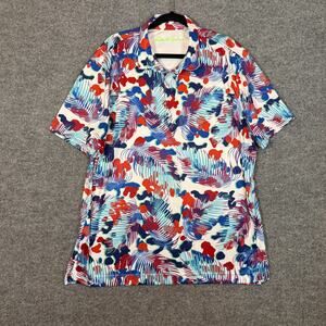 Robert Graham Shirt Mens 2XL XXL Polo Shirt Performance Stretch Floral Hawaiian